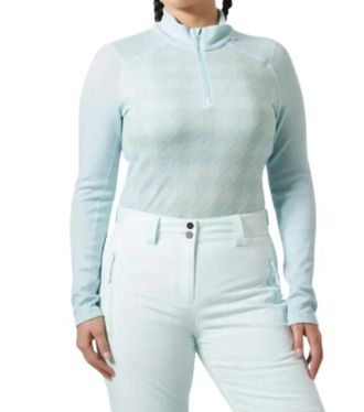 Helly Hansen Womens Lifa Merino Midweight Graphic 1/2 Zip Pullover In Barely Blue Houndstooth Aop