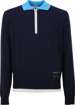 Marni Polo Neck Cashmere Sweater - Heren - Tops - Blauw - Maat: XL Kasjmier