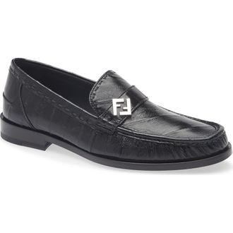 Fendi FF Metal Loafer in Nero at Nordstrom, Size 10Us
