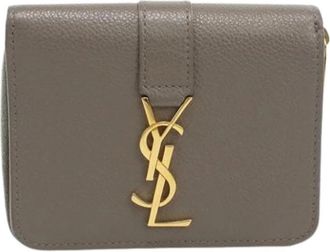 Saint Laurent Pre-owned Portemonnee (bi-fold) - Dames - Vintage Accessoires - Grijs - ONE Size - Leer - Vintage