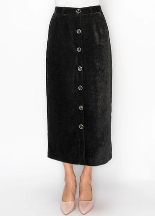 YAL New York Black Corduroy Skirt with Belt Loops and Pockets
