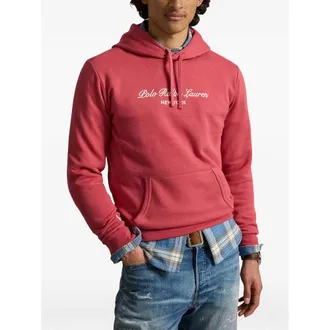 Ralph Lauren Logo-Embroidered Cotton Hoodie - Red