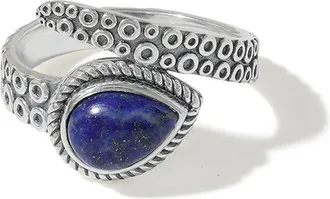 Tiramisu Silver Plated 1.45 Ct. Tw. Lapis Bypass Ring
