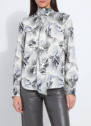 Lyss&eacute; Onyx Embellished Scarf Neck Blouse In Winter Orchid