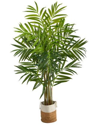 Nearly Natural Handmade 8Ft King Palm Artificial Tree With 12 Bendable Branches In Jute & Cotton Planter
