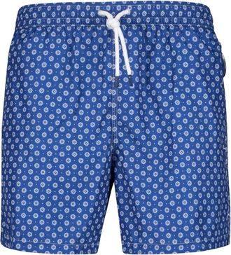 Fedeli Beachwear, male, Blue, 3XL, Blue Flower Pattern Swim Trunk