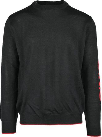 Costume National Black Crewneck Virgin Wool-Blend Sweater