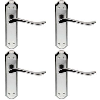 Loops 4x PAIR Curved Lever on Sculpted Latch Backplate 180 x 48mm Dual Chrome