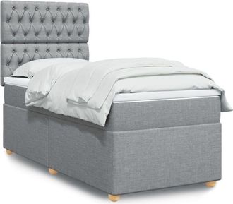 vidaXL Vidaxl - Cama Box Spring Con Colch&oacute;n Tela Gris Claro 90x190 Cm
