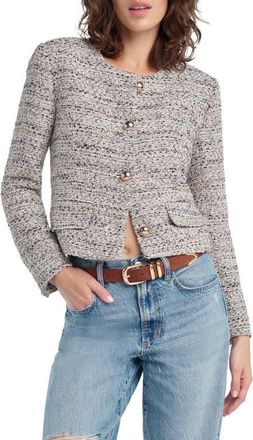 Favorite Daughter Embellished Crop Jacket in Pink Tweed at Nordstrom, Size X-Small