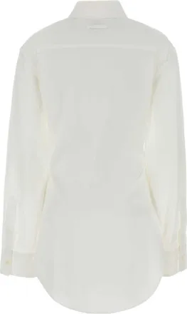 Jean Paul Gaultier Womens White Stretch Poplin Shirt Whiteblack Cotton Elastane Camicie