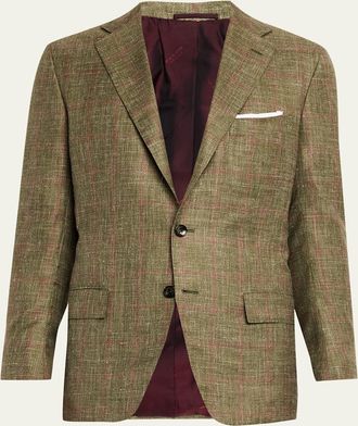 Kiton Mens Windowpane Cashmere Blend Suit