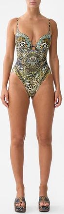 Camilla Continuous Underwire One Piece With Keyhole in Feline Folklore at Nordstrom, Size X-Large Au