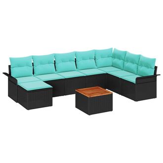 vidaXL Conjunto De Sof&aacute;s De Jard&iacute;n 9 Pcs Negro Rat&aacute;n Sint&eacute;tico Vidaxl