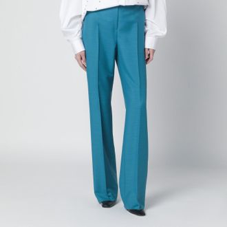 Max Mara Pantalone turchese in misto lana e seta