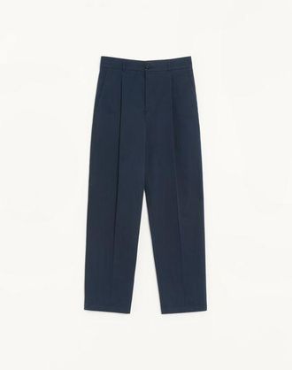 Valentino Pantalone Valentino in gabardina di cotone con ricamo VLogo Uomo NAVY 44