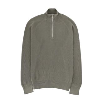 Brunello Cucinelli Katoenen Ribgebreide Trui - Heren - Sweatshirts & Hoodies - Grijs - Maat: 2XL Katoen