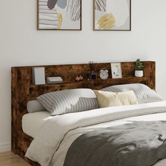 vidaXL Cabecero De Cama Con Luz Led Roble Ahumado 220x16,5x103,5 Cm Vidaxl