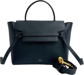 Celine Navy Leather Handbag Shoulder Bag Tote Bag (Pre-Owned)