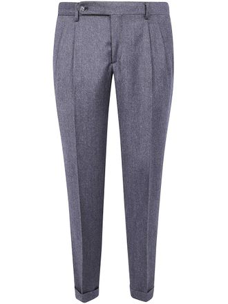 Barba Florence Denim Wool Cashmere Double Pences Chino Trousers