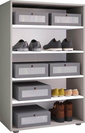 ebuy24 Ebuy24 - Gabinete De Zapato De Madera Vcm Dimensiones: Al. 110 X An. 70 X P. 37 Cm Gabinete Todo Uso 5 Compartimentos Sin Puertas- Lona (gris)