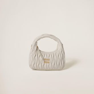 Miu Miu Wander Matelass&eacute; Nappa Leather Hobo Bag, Woman, White