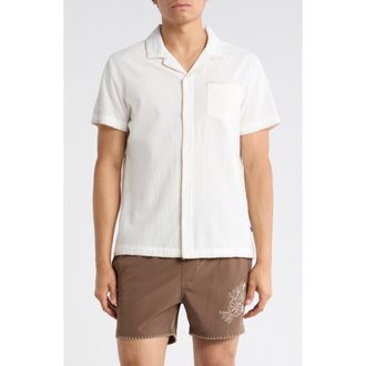 Vintage Summer Swimwear Short Sleeve Embroidered Camp Shirt in White at Nordstrom Rack, Size Xx-Large