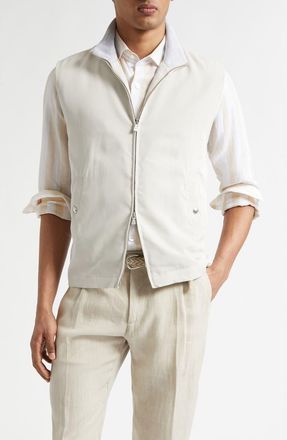Eleventy Silk Zip Vest in 02 Sand at Nordstrom, Size Xxx-Large