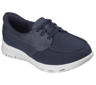 Skechers Womens Boat Shoe, Navy, 6.5