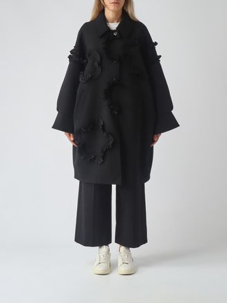 Meimeij Cappotto monopetto oversize in misto lana con applicazione floreale