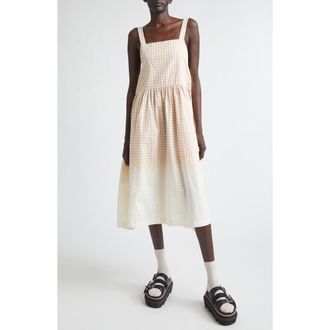 Comme Des Gar&ccedil;ons Degrad&eacute; Gingham Cotton Poplin Dress in Beige/White at Nordstrom, Size Medium