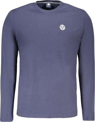North Sails Katoenen T-shirt met ronde hals - Heren - Longsleeves - Blauw - S - Katoen - Tops