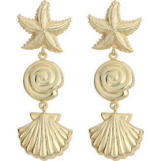 Panacea Seashell Linear Drop Earrings in Gold at Nordstrom