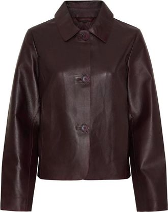 Notyz Giacca in pelle classica con bottoni - - Jackets - Donna - Marrone - 2XL