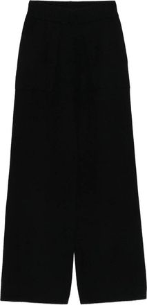 Uma Wang Zwarte Cashmere Straight Leg Broek - Dames - Wijde Broeken - Zwart - M - Broeken
