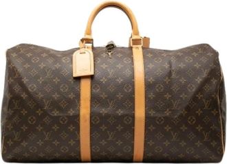 Louis Vuitton Pre-owned Keepall 55 - Dames - Vintage Weekendtas - Bruin - ONE Size - Leer - Vintage