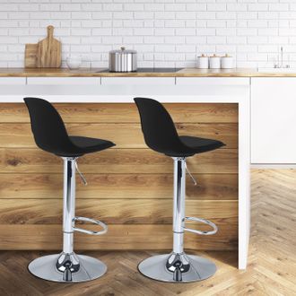 IDMarket Lote De 2 Taburetes De Bar Negros De Dise&ntilde;o Karl