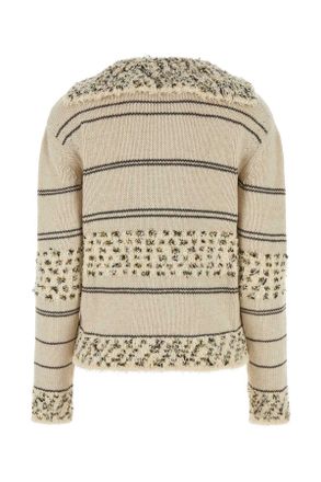 Bottega Veneta Womens Embroidered Wool Blend Polo Shirt Multicosoapstone