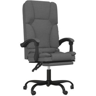 vidaXL Vidaxl - Silla De Oficina Reclinable Con Masaje De Tela Gris Oscuro