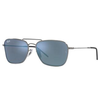 Ray-Ban Innovatieve Unisex Zonnebril Caravan Gunmetal Blauw Gespiegeld - unisex - Zonnebrillen - Grijs - 58 MM - Accessoires