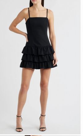 French Connection Tiered Ruffle Dress In Black