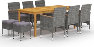 vidaXL Juego De Comedor De Jard&iacute;n De 11 Piezas Gris Vidaxl