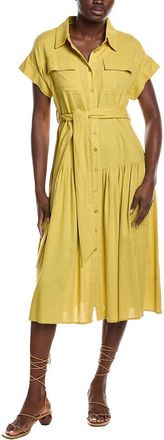 Gracia Cap Sleeve Linen-Blend Shirtdress