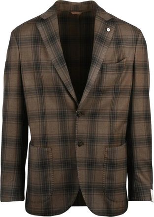 L.B.M. 1911 Classic Plaid Wool Jacket with Rounded Silhouette