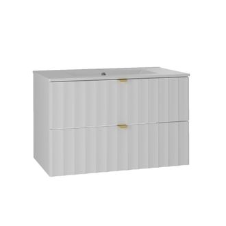 Petits Meubles Mueble lavabo encastrado estratificado Blanco