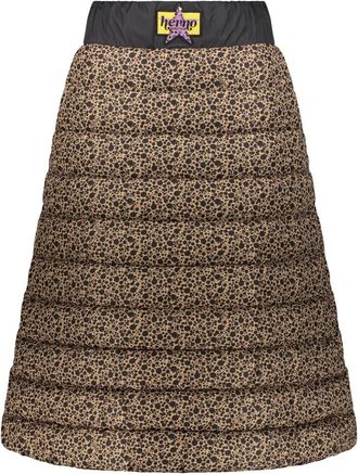 Herno Gevoerde Rok van Ultralicht Nylon - Dames - Midirokken - Bruin - M - Nylon - Rokken