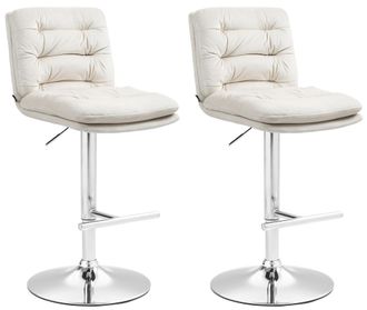 Clp Clp - Set De 2 Taburetes De Bar Damar En Terciopelo Crema Cromado