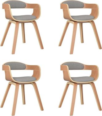 vidaXL Sillas De Comedor 4 Uds Madera Curvada Y Tela Gris Taupe Vidaxl