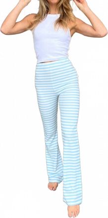 Araminta James Waffle Flare Pants In Blue Stripe