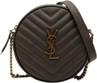 Saint Laurent Pre-owned Quilted Crossbody Tas - Dames - Vintage Schoudertas - Grijs - ONE Size - Leer - Vintage